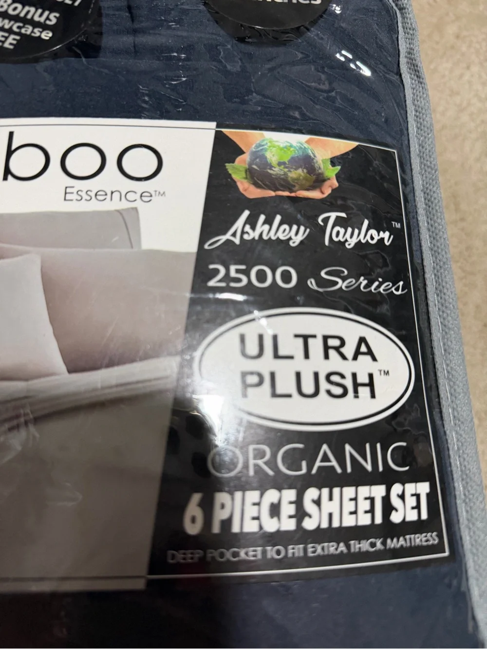 Ashley Taylor Bamboo Essence Ultra Plush Deep Navy Sheet Set King New